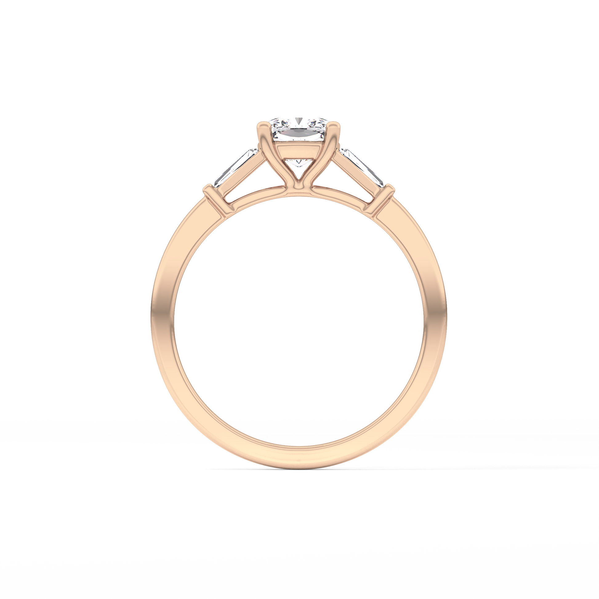 Cushion Cut 0.74 Carat Moissanite Ring – Three Stones Setting in Gold