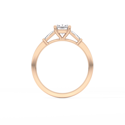 Cushion Cut 0.74 Carat Moissanite Ring – Three Stones Setting in Gold