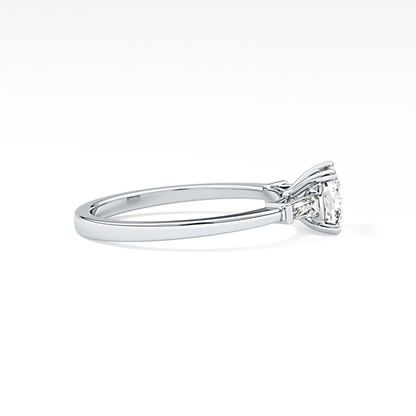 Cushion Cut 0.74 Carat Moissanite Ring – Three Stones Setting in Gold