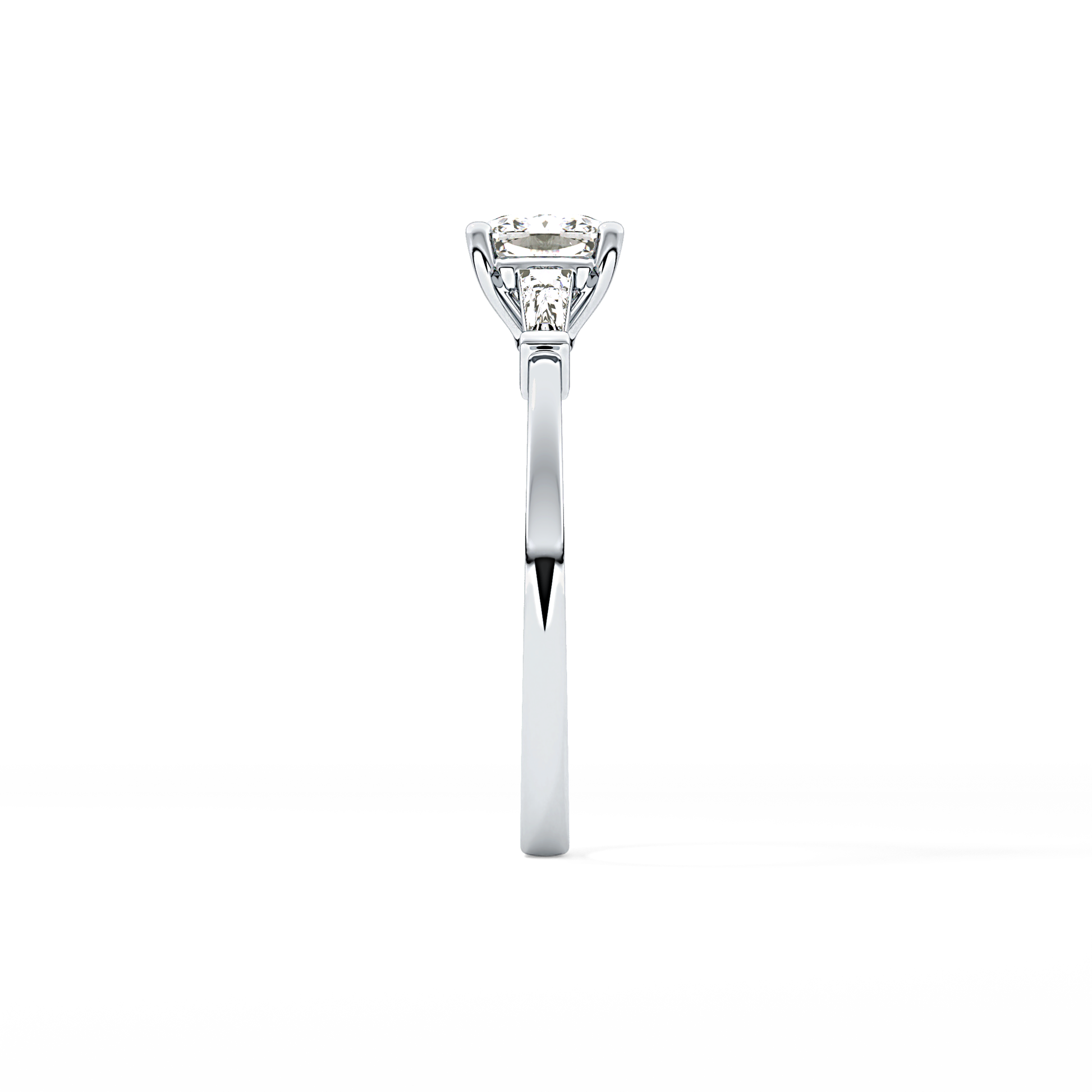 Cushion Cut 0.74 Carat Moissanite Ring – Three Stones Setting in Gold