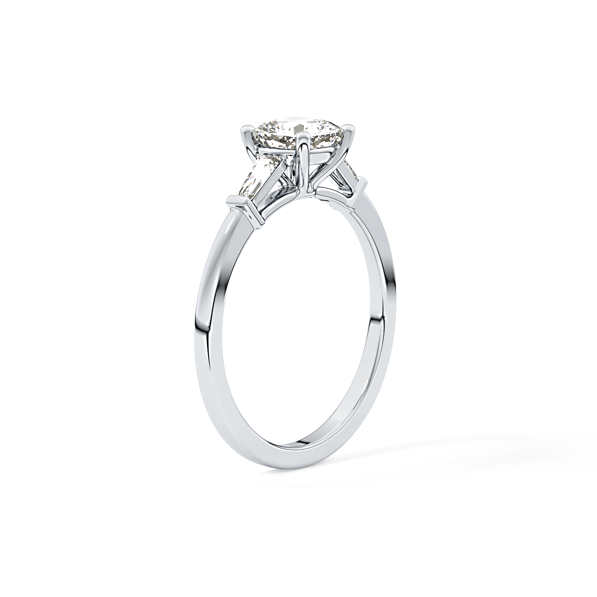 Cushion Cut 0.74 Carat Moissanite Ring – Three Stones Setting in Gold