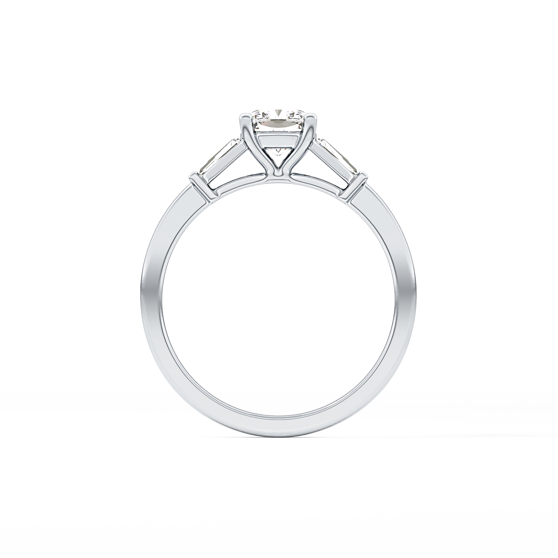 Cushion Cut 0.74 Carat Moissanite Ring – Three Stones Setting in Gold