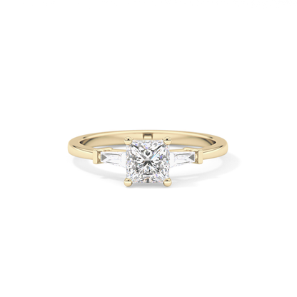 Princess Cut 0.78 Carat Moissanite Ring – Three Stones Setting in Gold