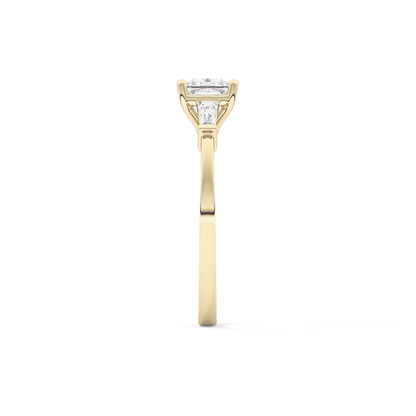 Princess Cut 0.78 Carat Moissanite Ring – Three Stones Setting in Gold