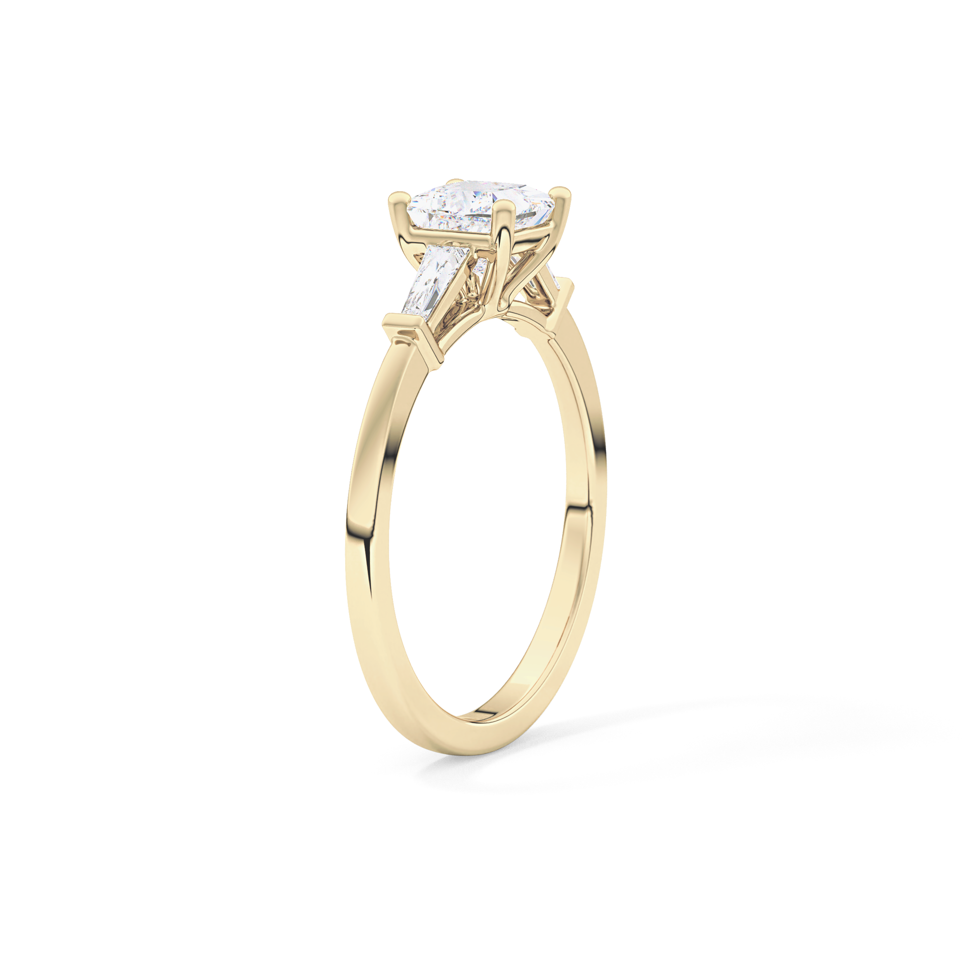 Princess Cut 0.78 Carat Moissanite Ring – Three Stones Setting in Gold