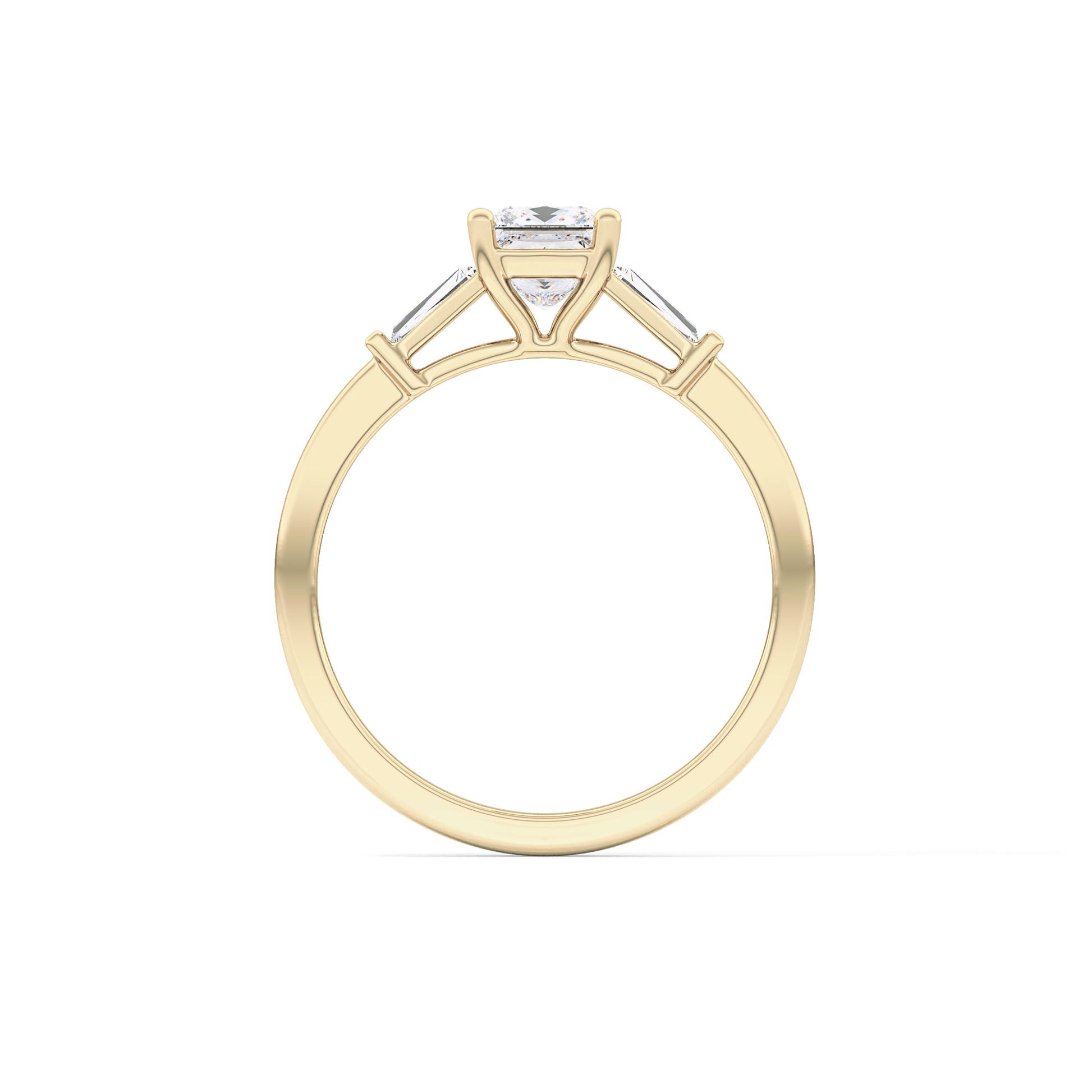 Princess Cut 0.78 Carat Moissanite Ring – Three Stones Setting in Gold