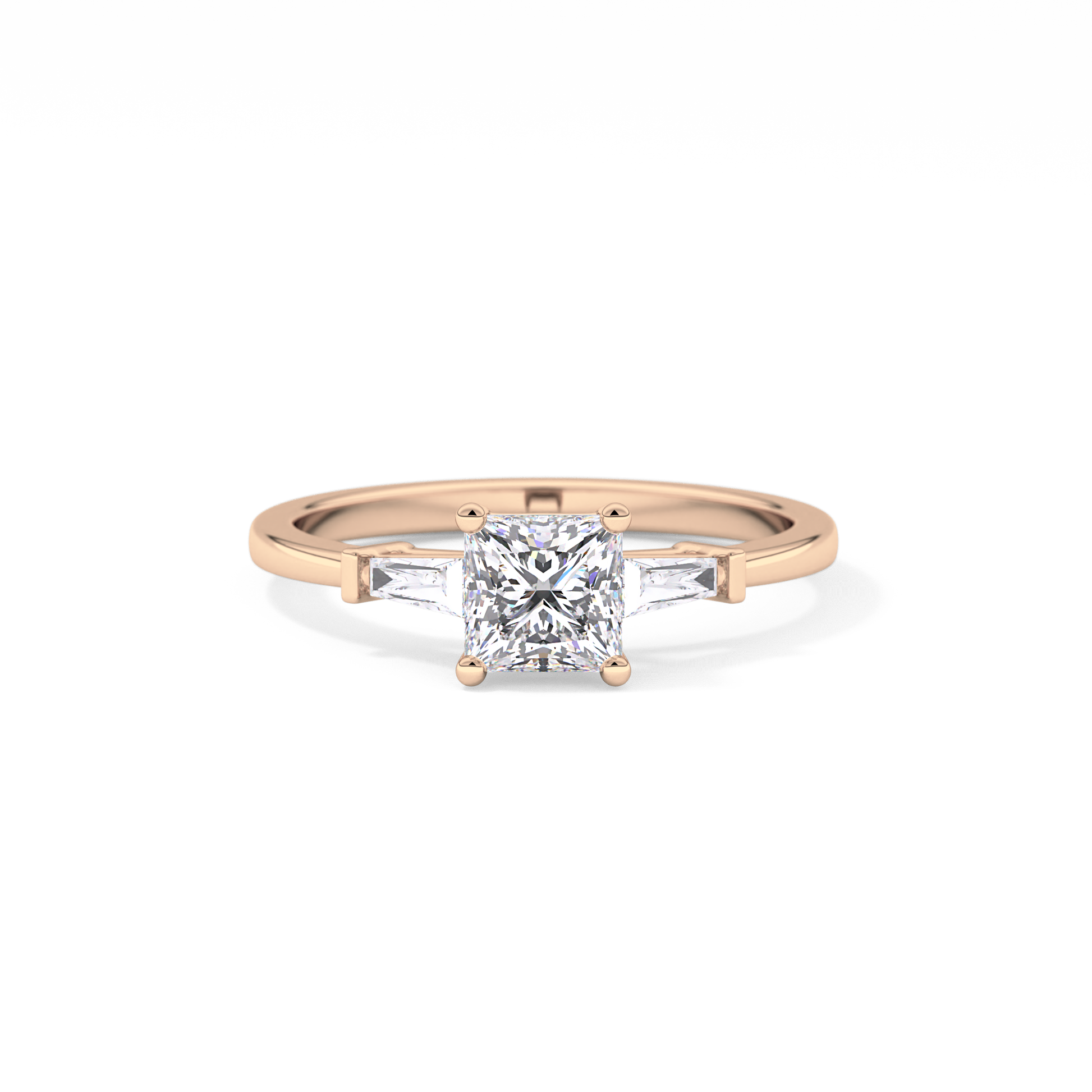 Princess Cut 0.78 Carat Moissanite Ring – Three Stones Setting in Gold