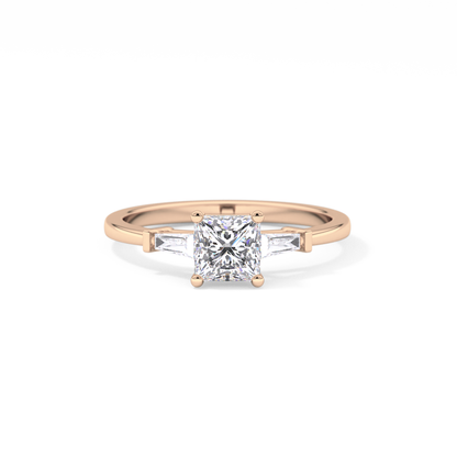 Princess Cut 0.78 Carat Moissanite Ring – Three Stones Setting in Gold