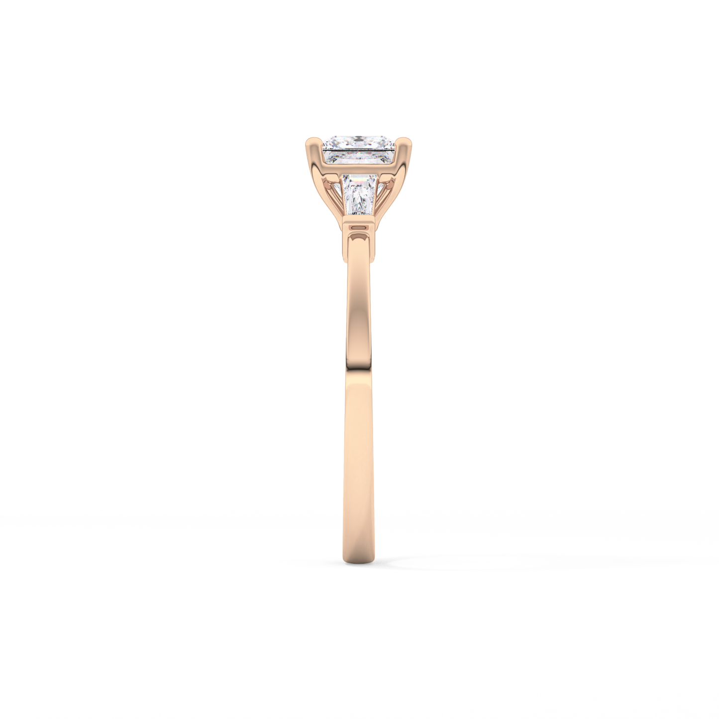 Princess Cut 0.78 Carat Moissanite Ring – Three Stones Setting in Gold