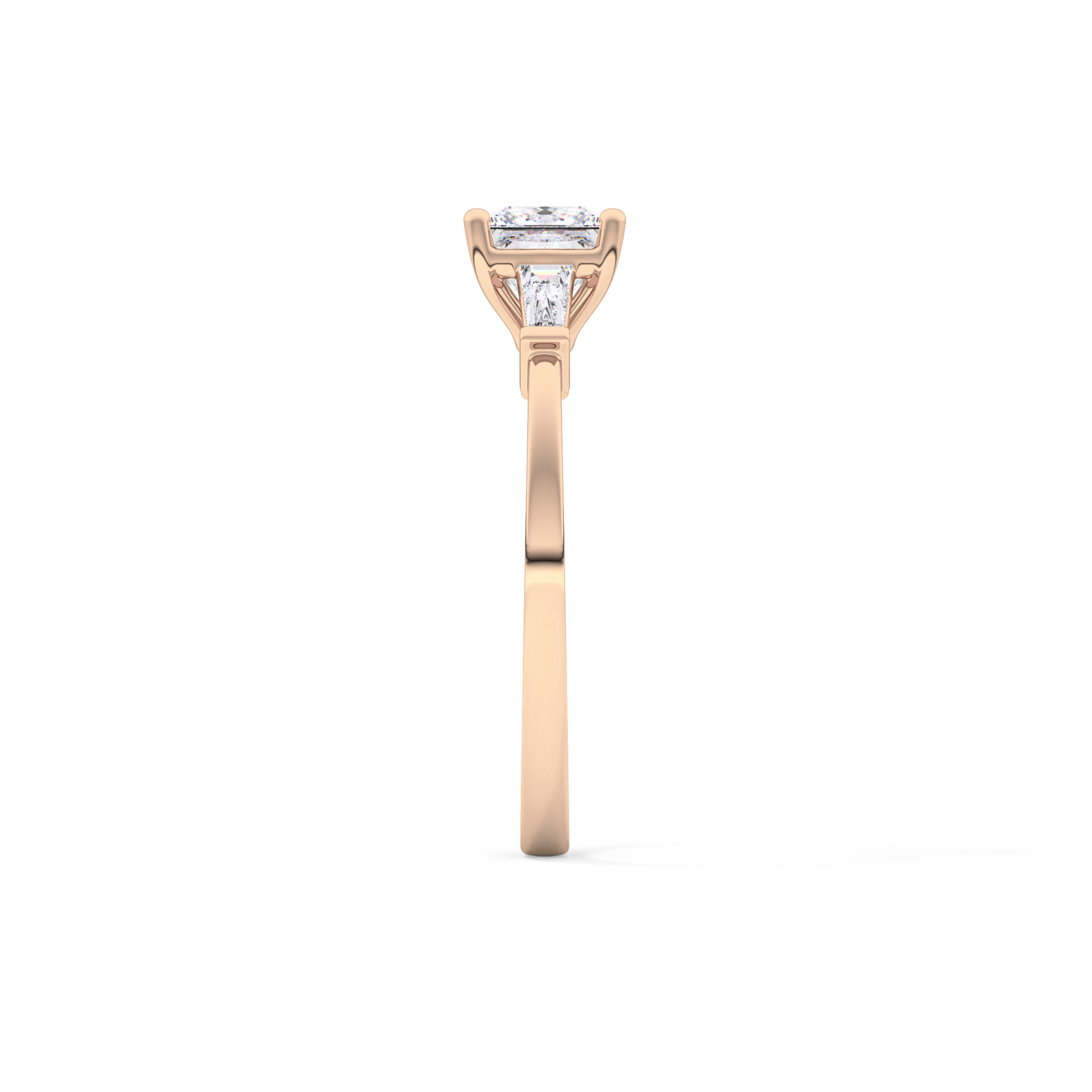 Princess Cut 0.78 Carat Moissanite Ring – Three Stones Setting in Gold