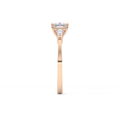 Princess Cut 0.78 Carat Moissanite Ring – Three Stones Setting in Gold