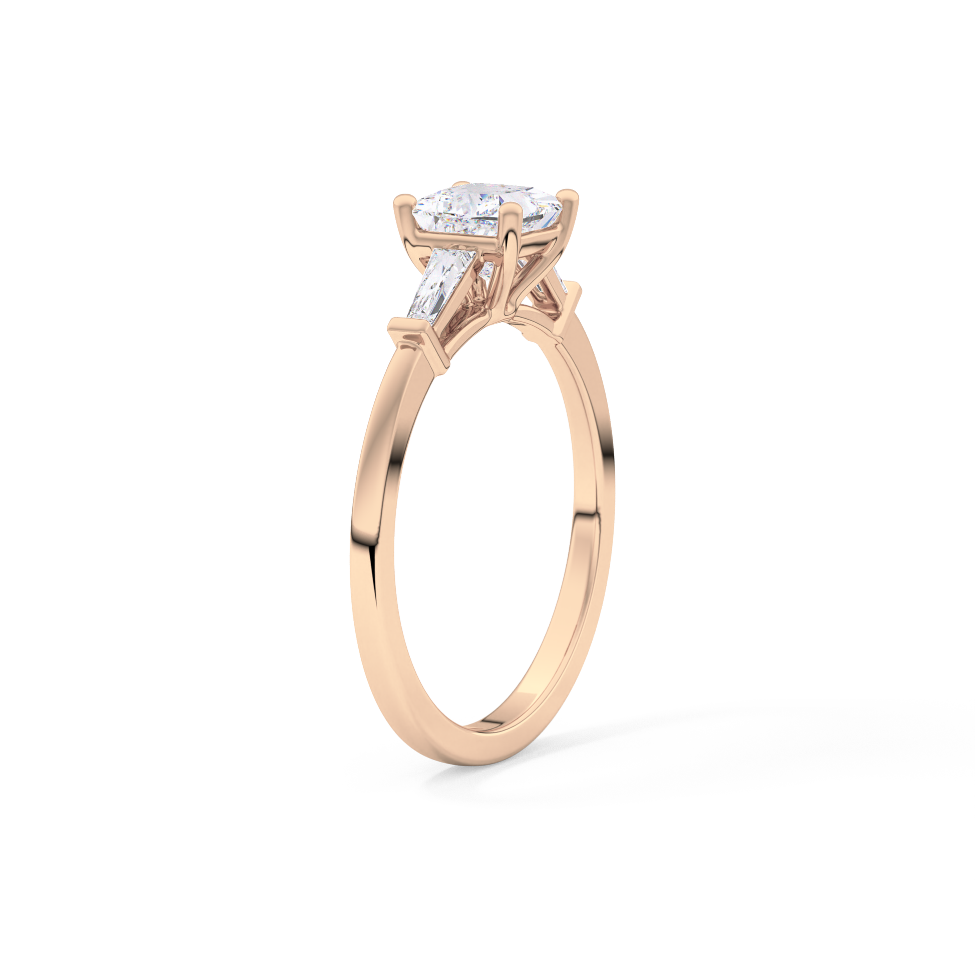 Princess Cut 0.78 Carat Moissanite Ring – Three Stones Setting in Gold