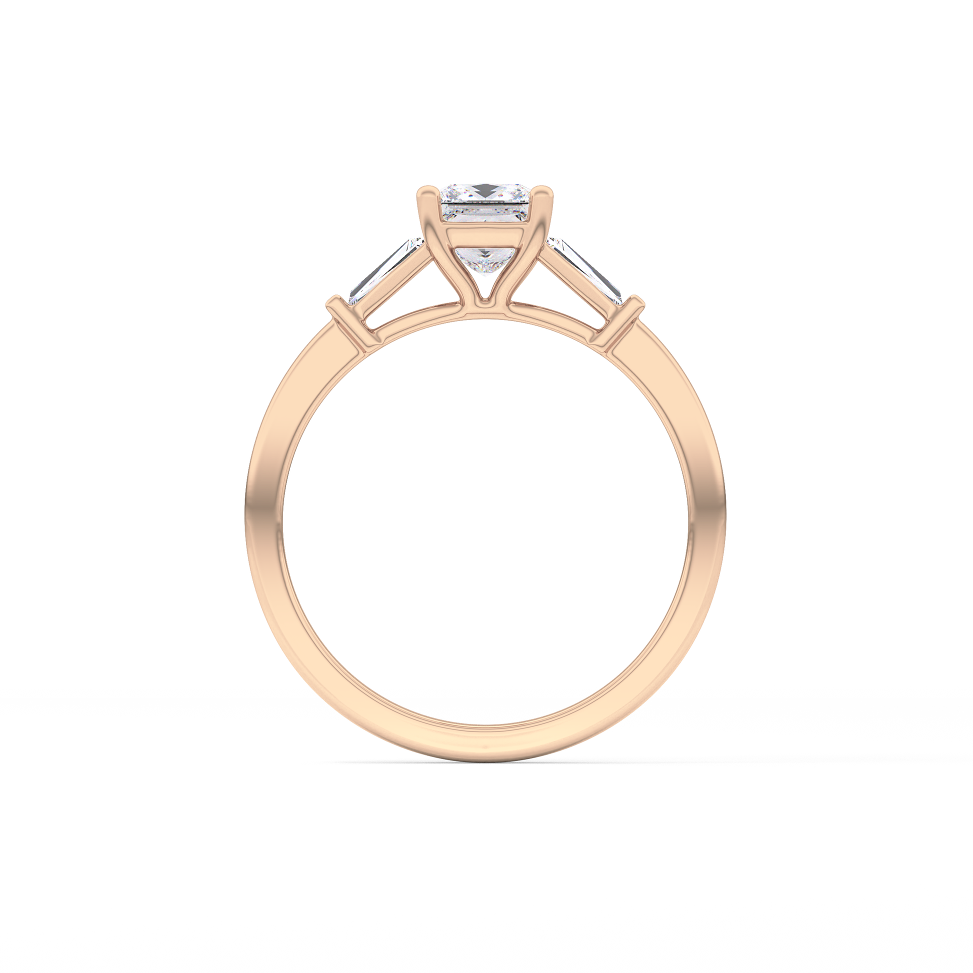 Princess Cut 0.78 Carat Moissanite Ring – Three Stones Setting in Gold