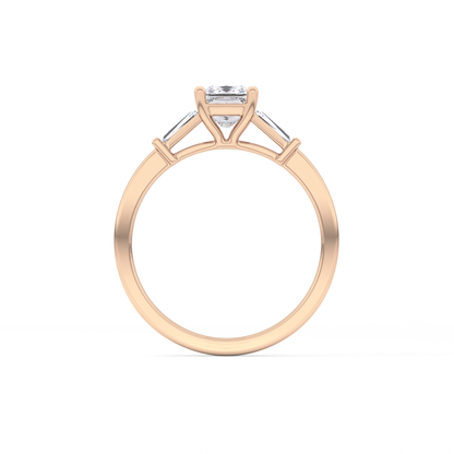 Princess Cut 0.78 Carat Moissanite Ring – Three Stones Setting in Gold