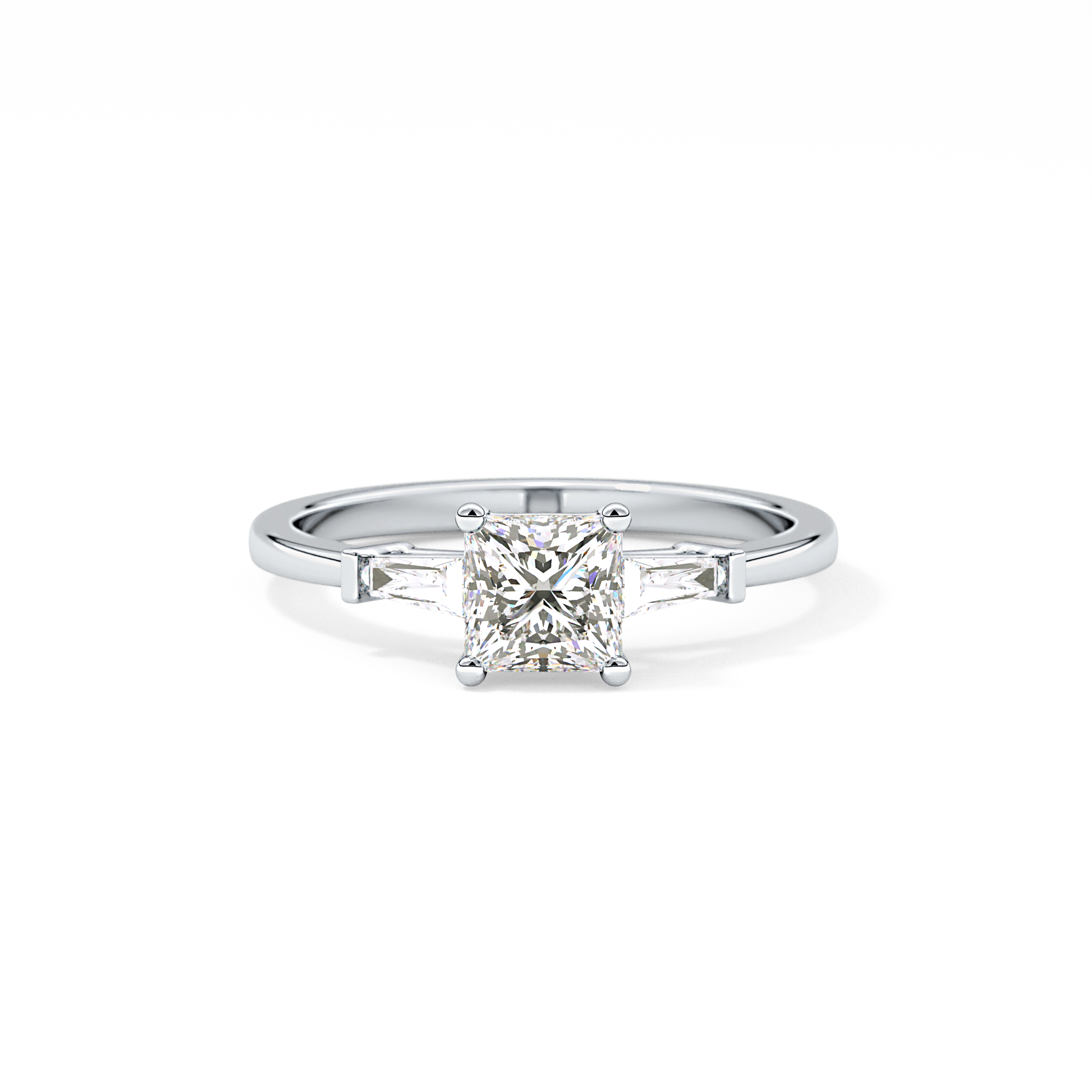 Princess Cut 0.78 Carat Moissanite Ring – Three Stones Setting in Gold