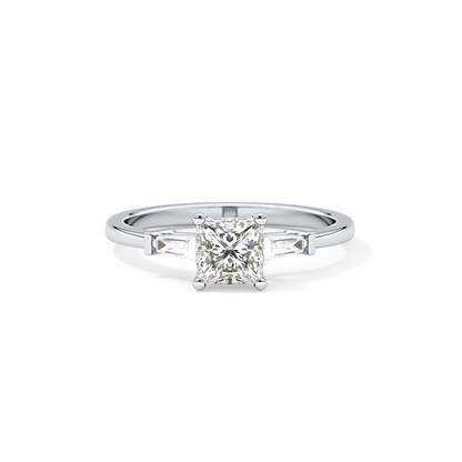 Princess Cut 0.78 Carat Moissanite Ring – Three Stones Setting in Gold