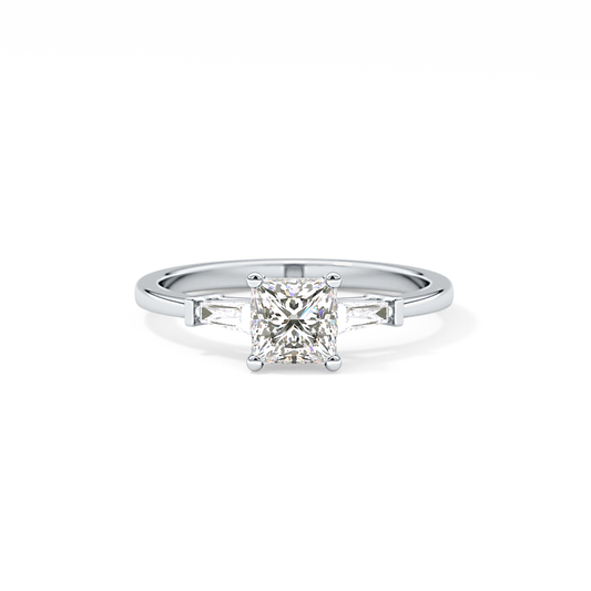Princess Cut 0.78 Carat Moissanite Ring – Three Stones Setting in Gold
