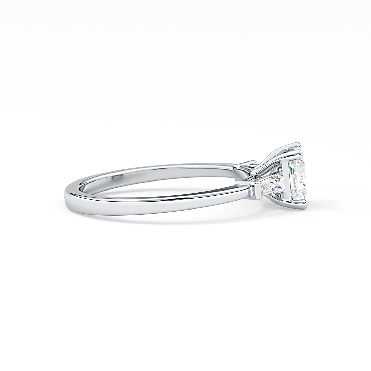 Princess Cut 0.78 Carat Moissanite Ring – Three Stones Setting in Gold
