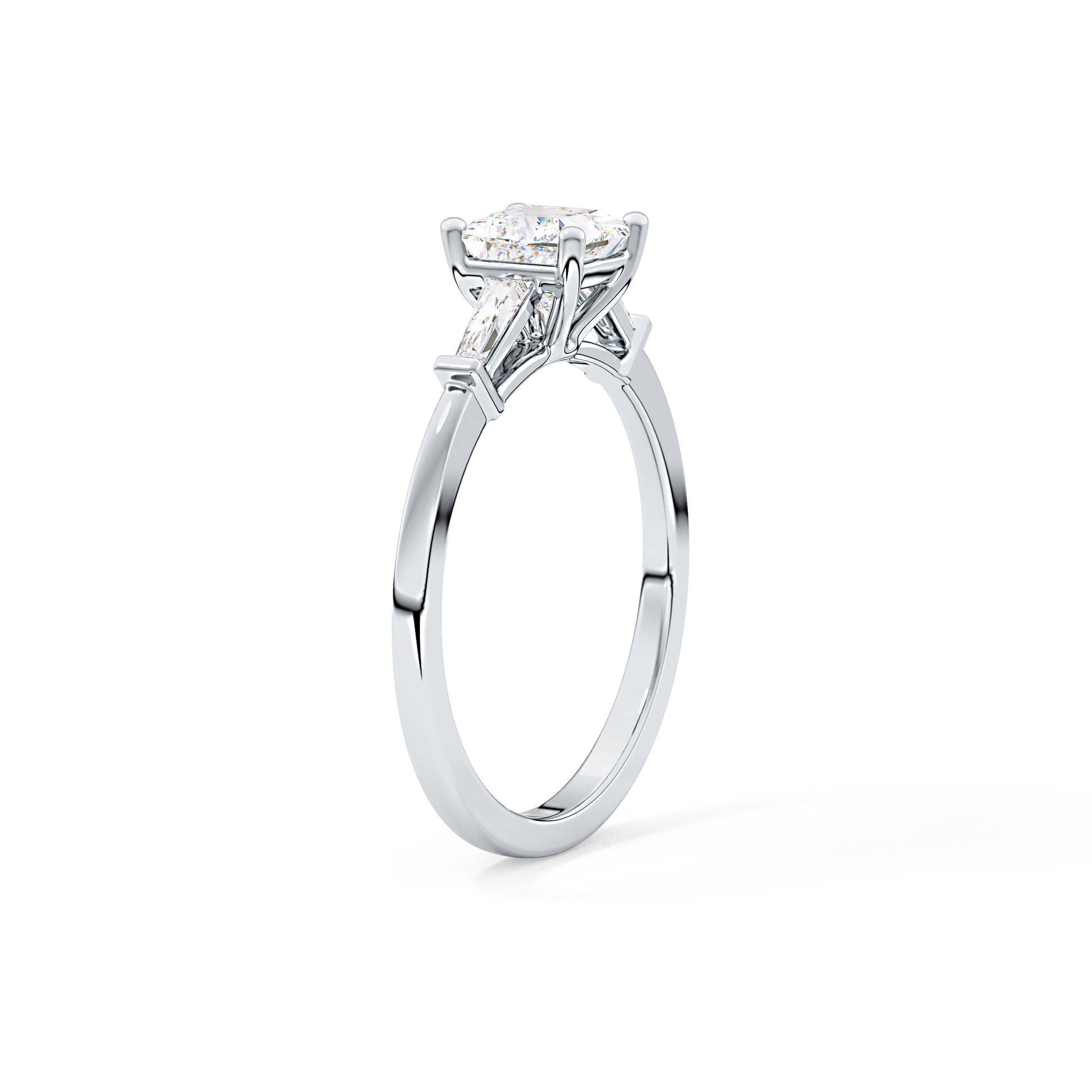 Princess Cut 0.78 Carat Moissanite Ring – Three Stones Setting in Gold
