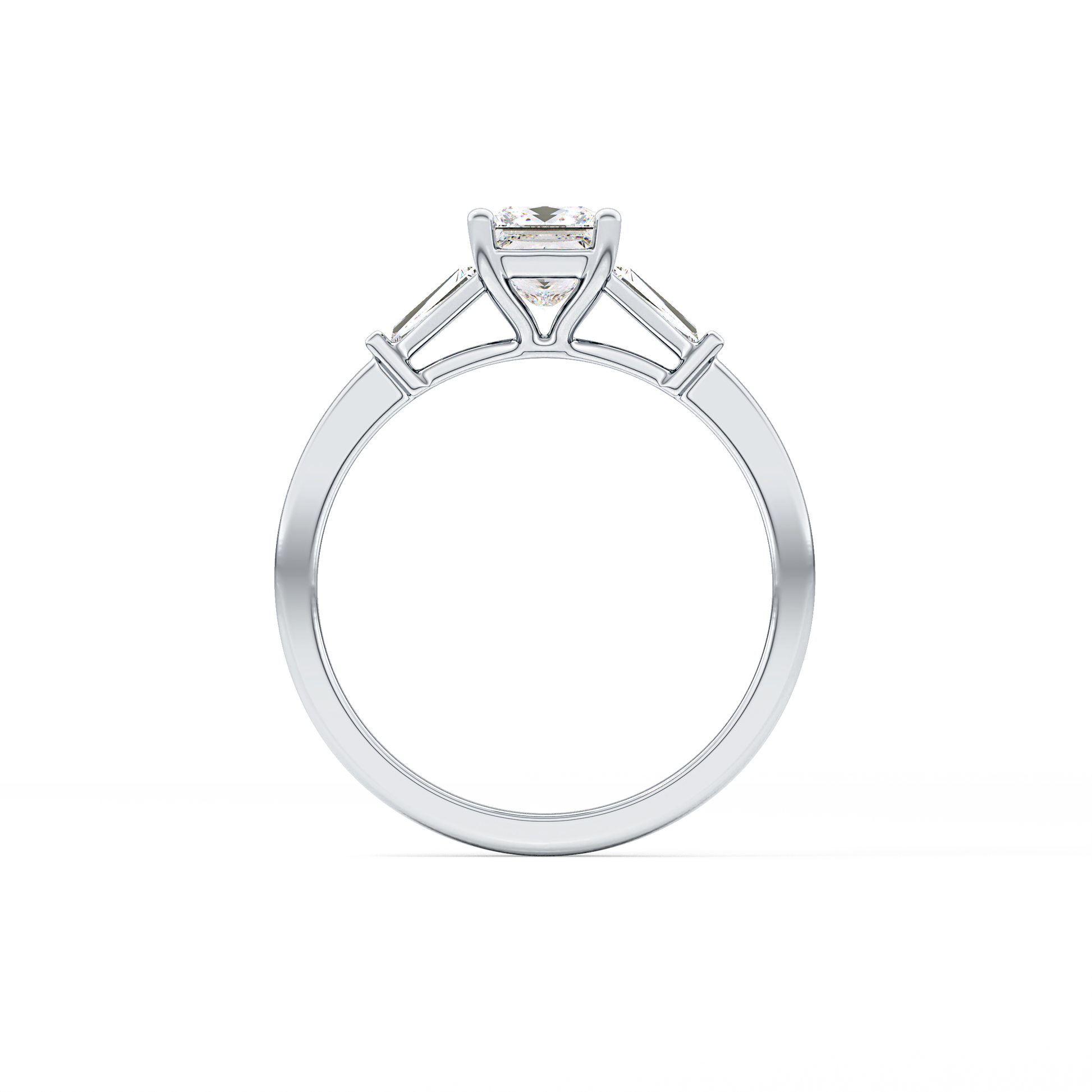 Princess Cut 0.78 Carat Moissanite Ring – Three Stones Setting in Gold