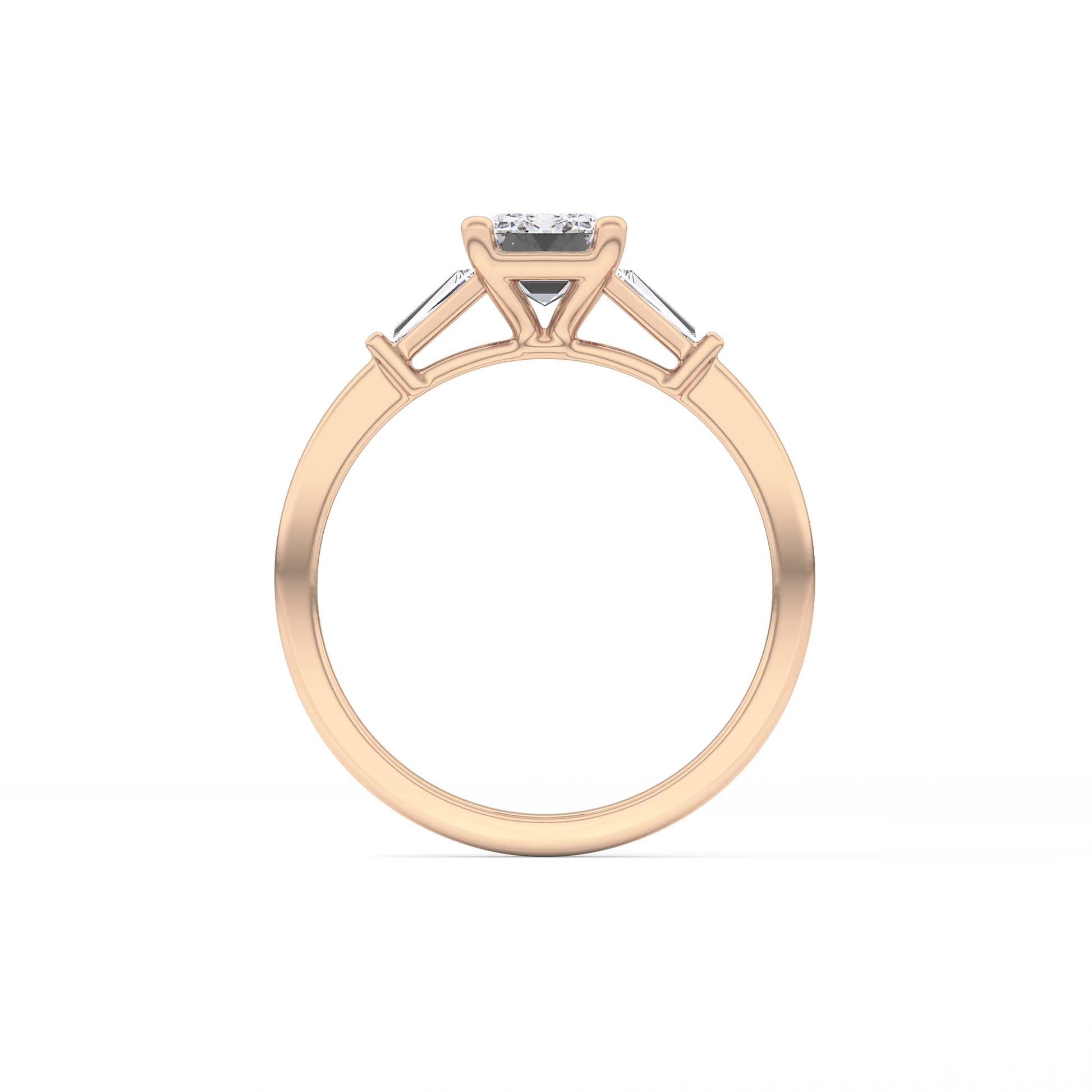 Emerald Cut 1.02 Carat Moissanite Ring – Three Stones Setting in Gold