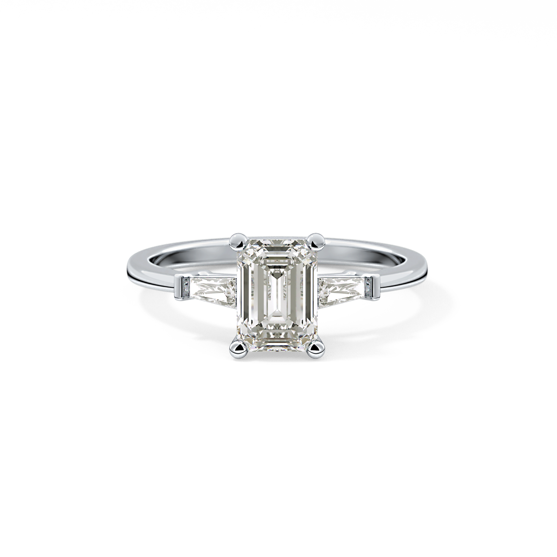 Emerald Cut 1.02 Carat Moissanite Ring – Three Stones Setting in Gold