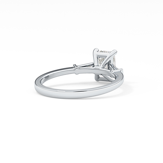 Emerald Cut 1.02 Carat Moissanite Ring – Three Stones Setting in Gold