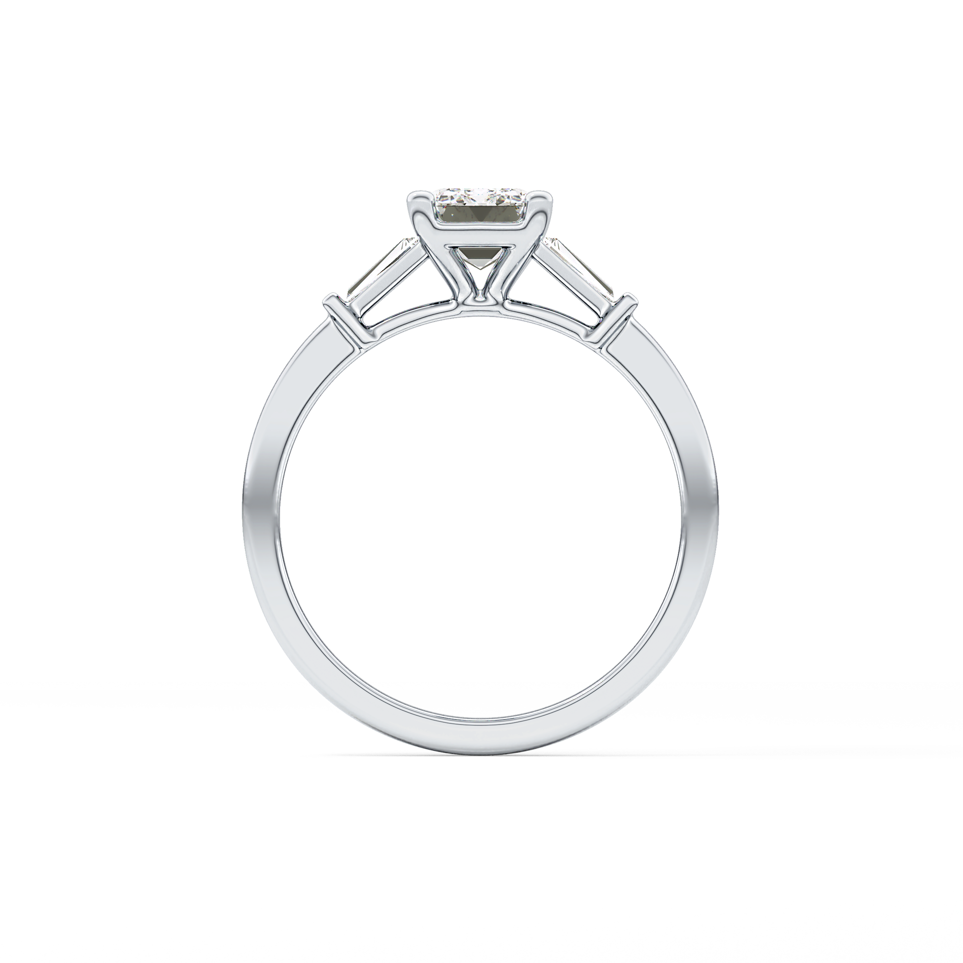 Emerald Cut 1.02 Carat Moissanite Ring – Three Stones Setting in Gold