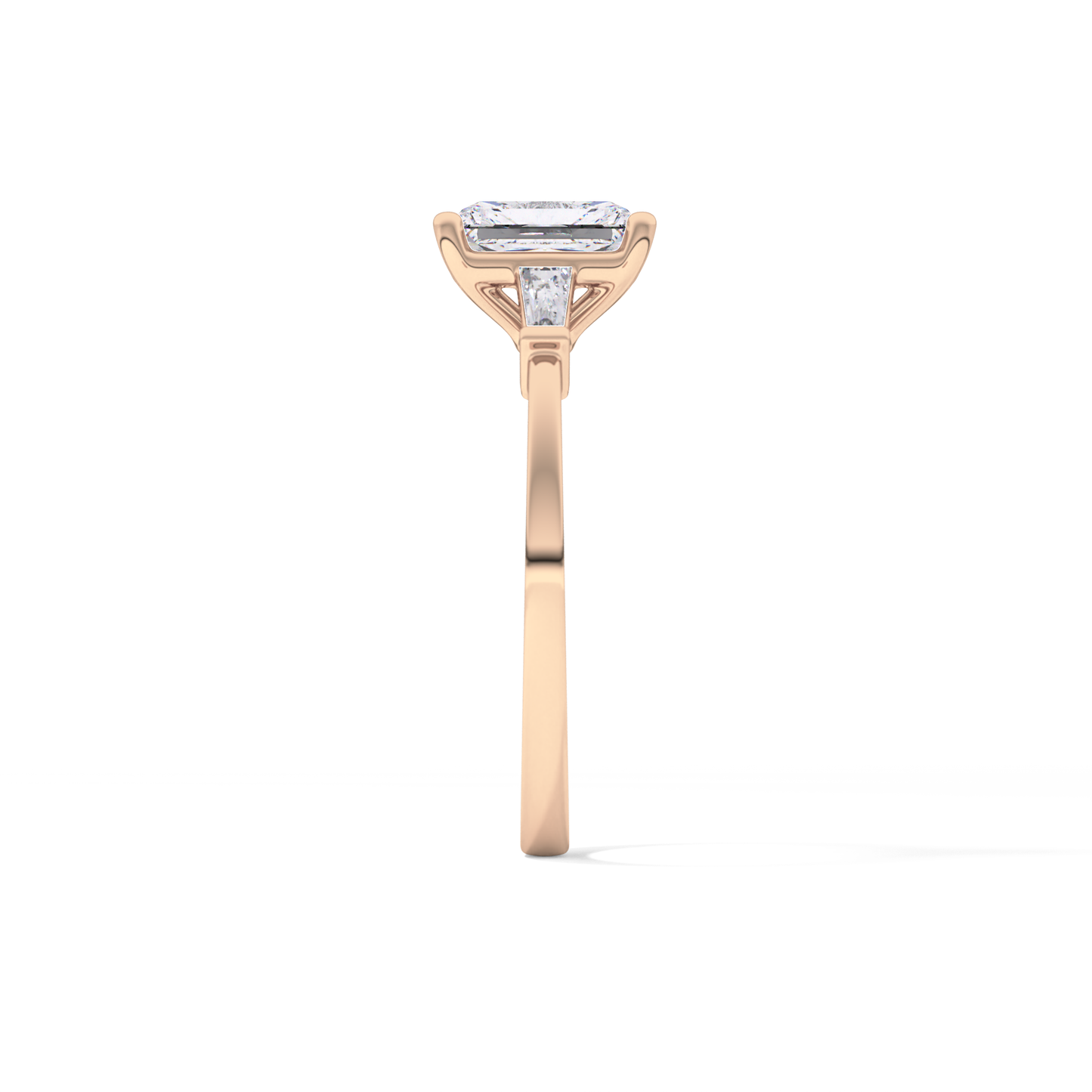 Radiant Cut 1.21 Carat Moissanite Ring – Three Stones Setting in Gold