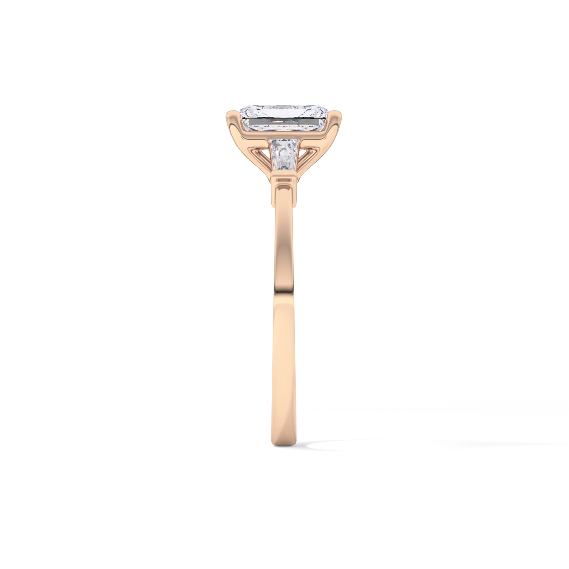 Radiant Cut 1.21 Carat Moissanite Ring – Three Stones Setting in Gold