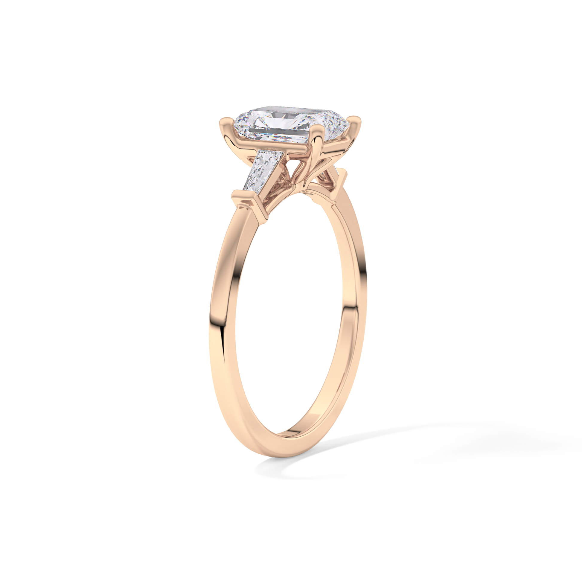 Radiant Cut 1.21 Carat Moissanite Ring – Three Stones Setting in Gold