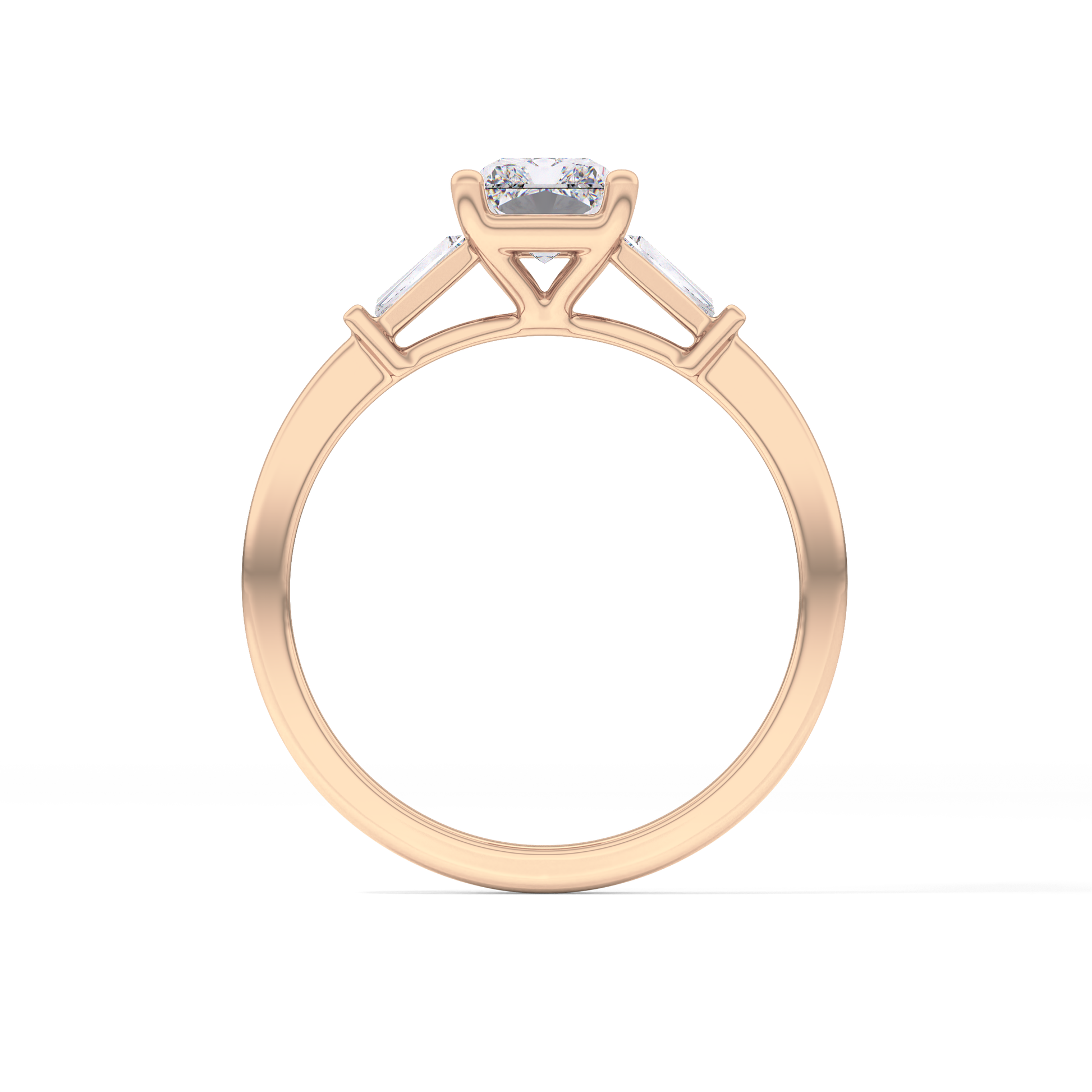 Radiant Cut 1.21 Carat Moissanite Ring – Three Stones Setting in Gold