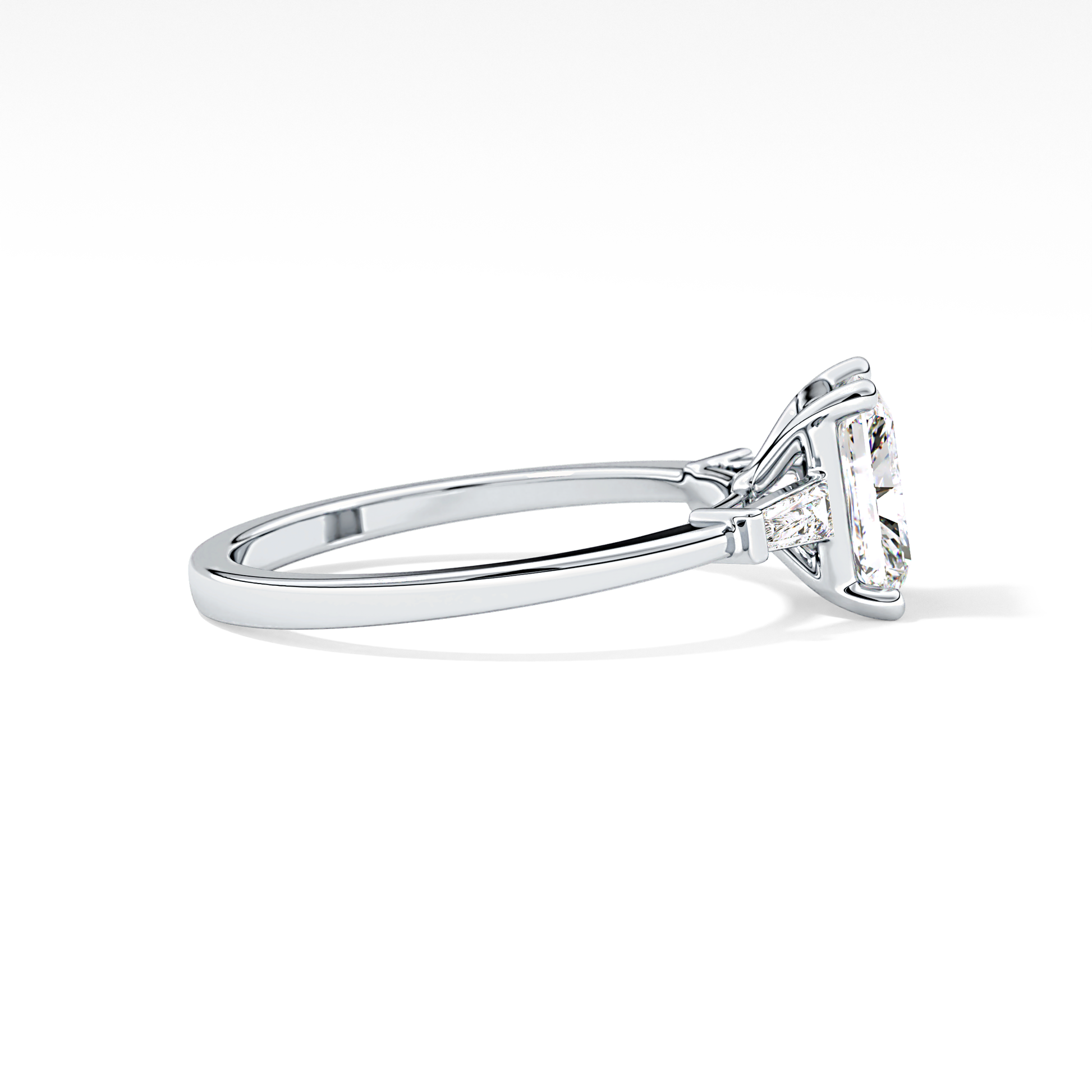 Radiant Cut 1.21 Carat Moissanite Ring – Three Stones Setting in Gold
