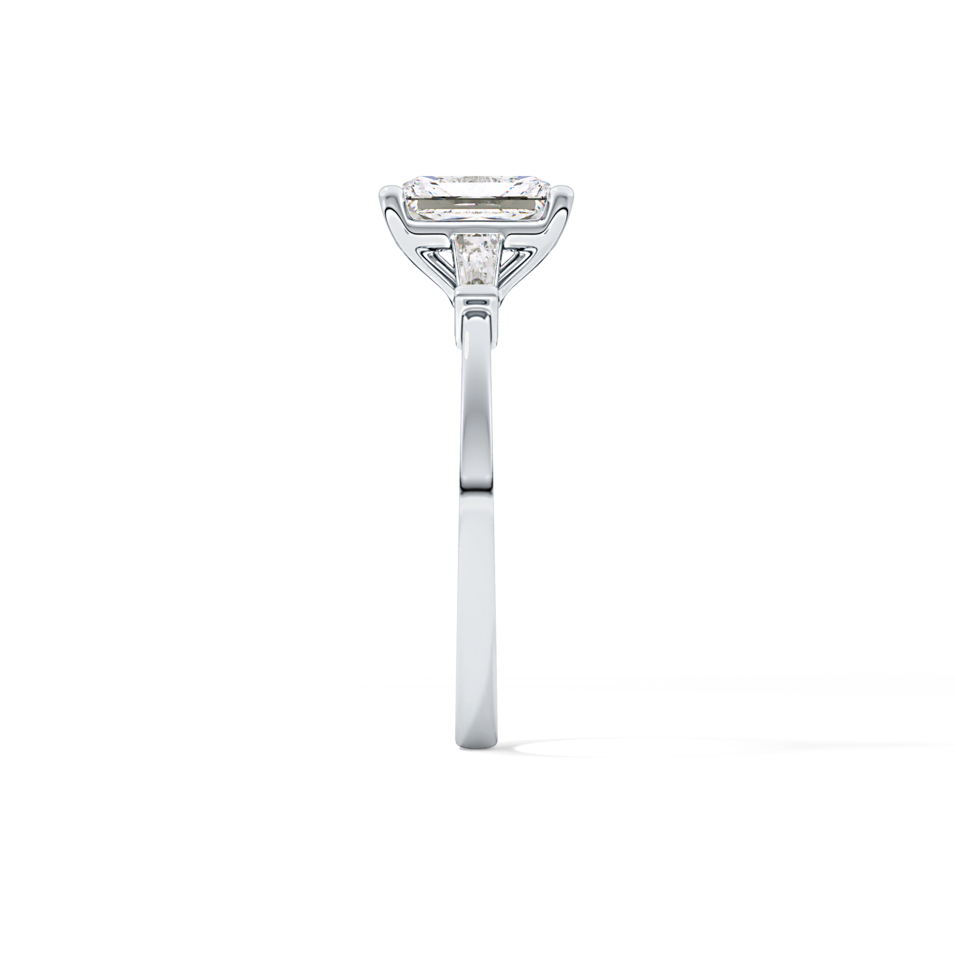 Radiant Cut 1.21 Carat Moissanite Ring – Three Stones Setting in Gold