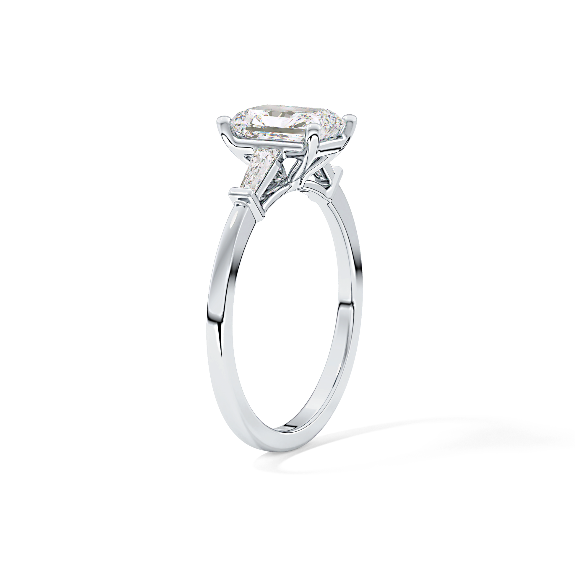 Radiant Cut 1.21 Carat Moissanite Ring – Three Stones Setting in Gold