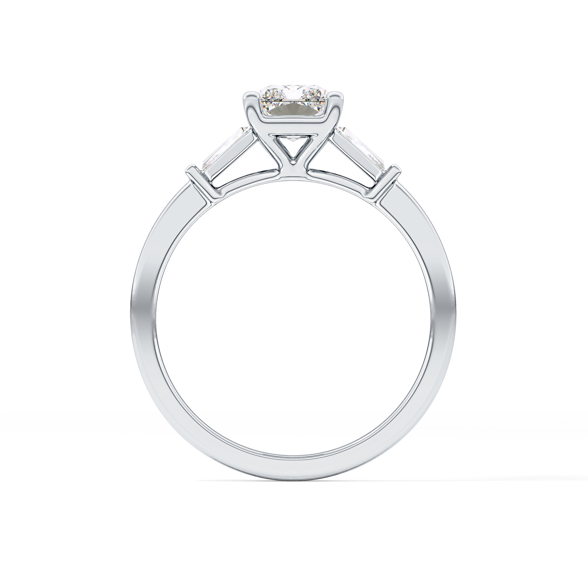Radiant Cut 1.21 Carat Moissanite Ring – Three Stones Setting in Gold