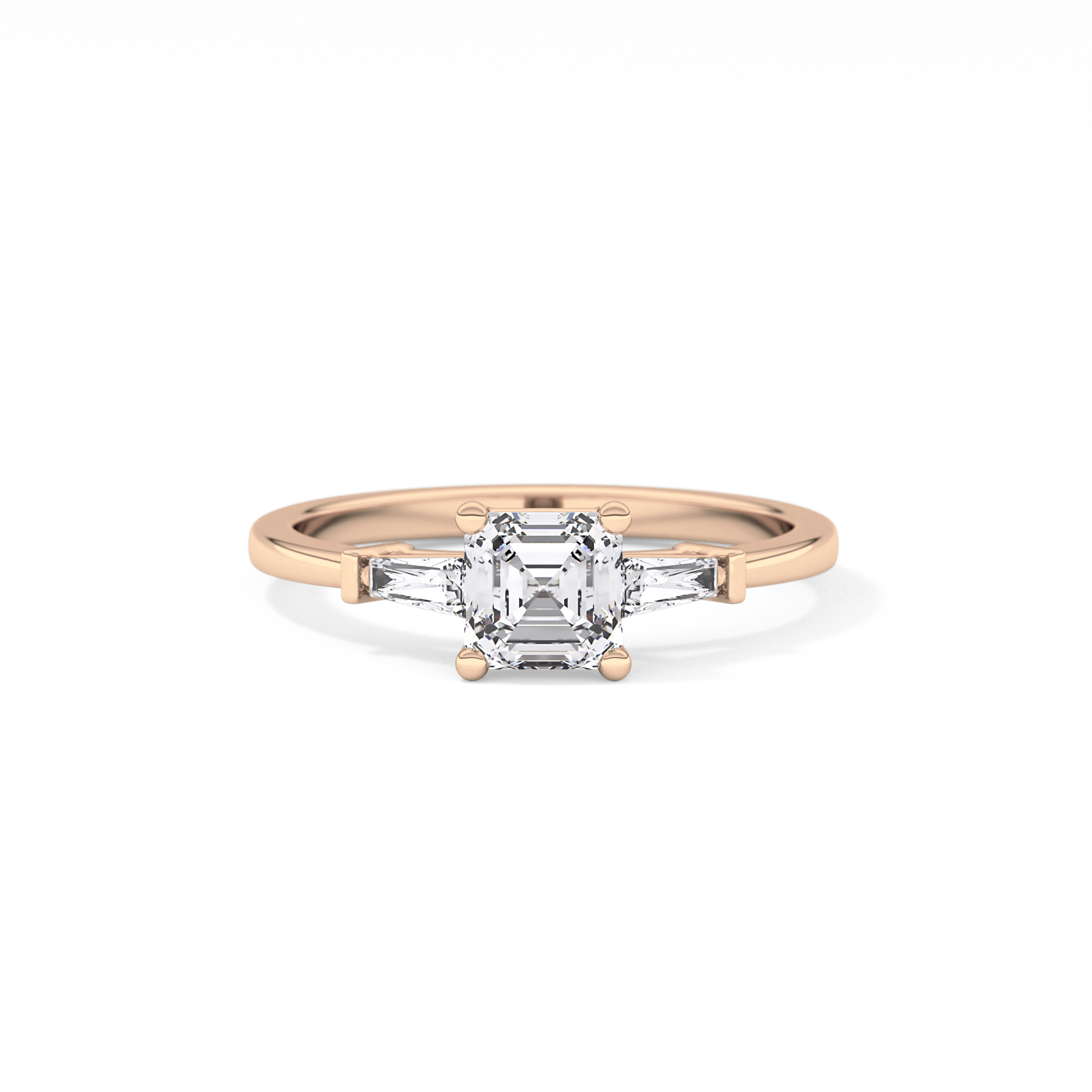Asscher Cut 0.65 Carat Moissanite Ring – Three Stones Setting in Gold 13