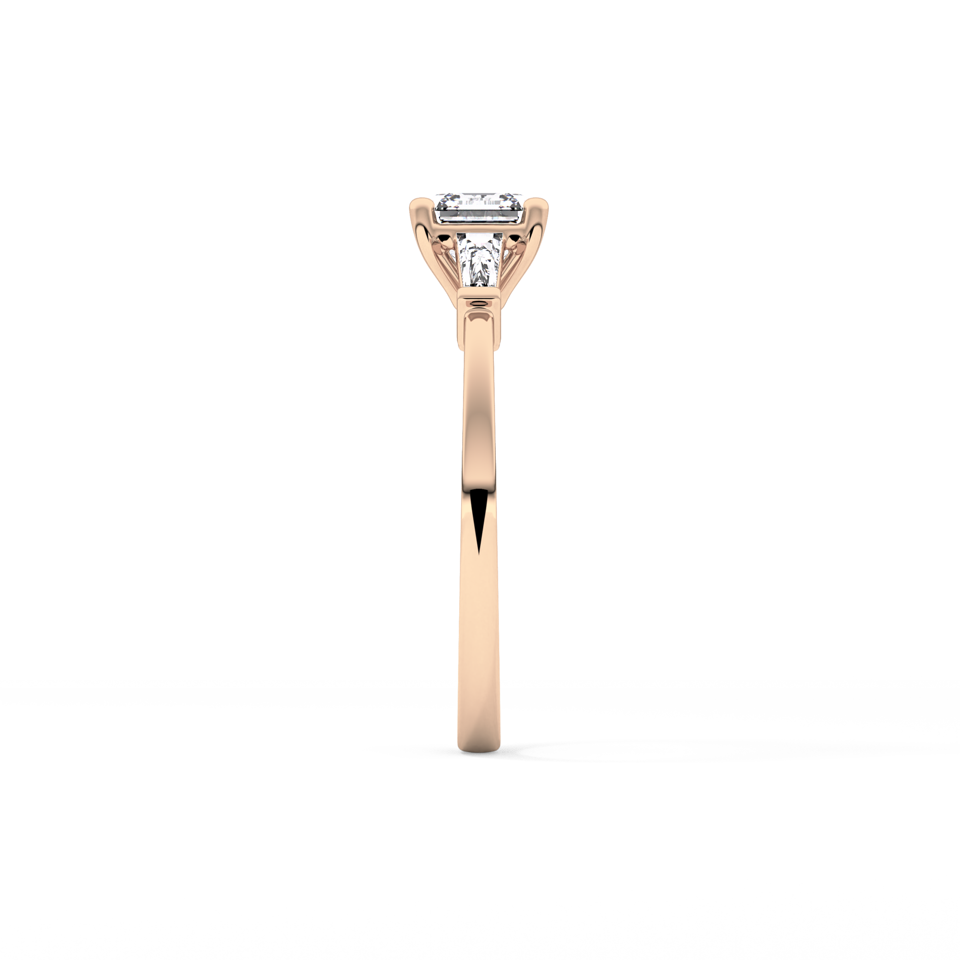 Asscher Cut 0.65 Carat Moissanite Ring – Three Stones Setting in Gold 16