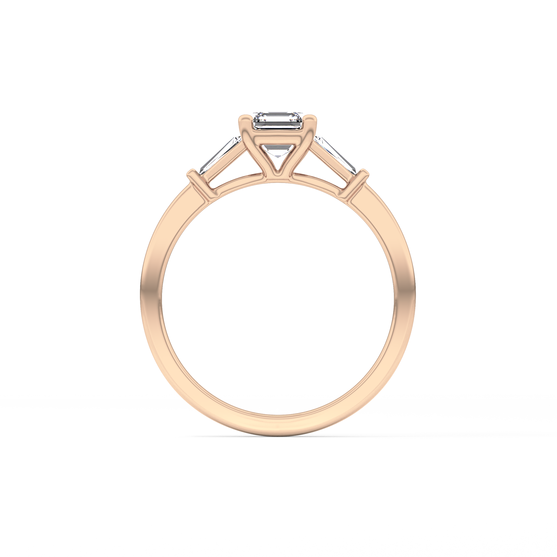 Asscher Cut 0.65 Carat Moissanite Ring – Three Stones Setting in Gold 18