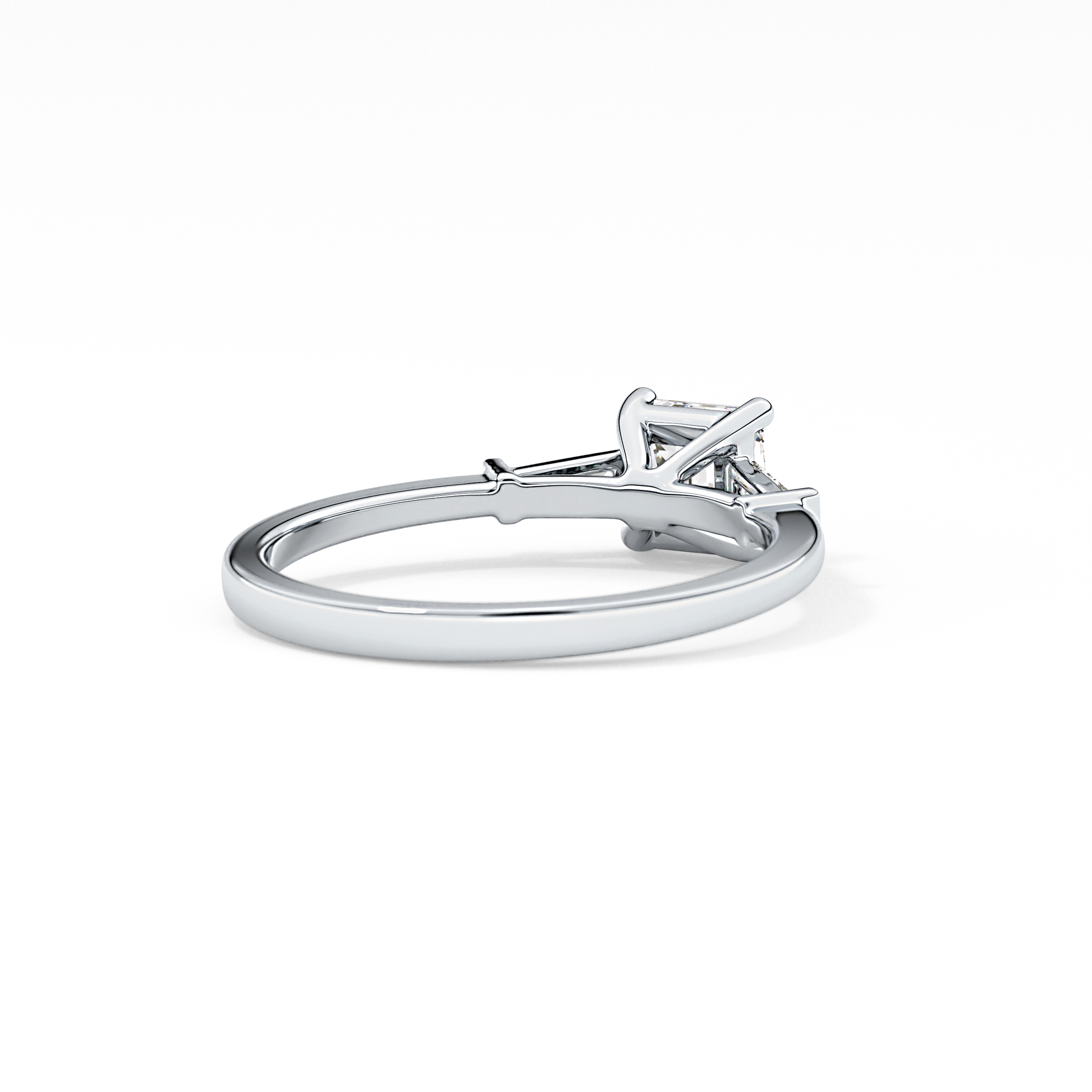 Asscher Cut 0.65 Carat Moissanite Ring – Three Stones Setting in Gold 2