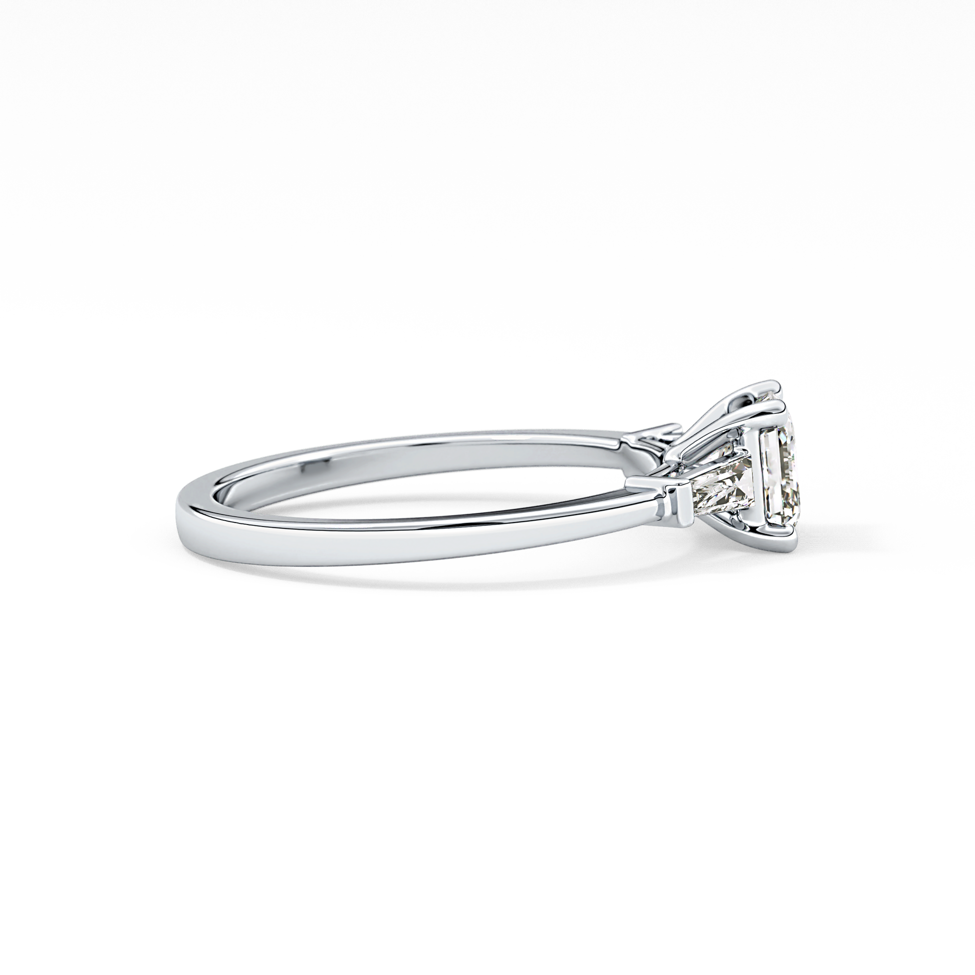 Asscher Cut 0.65 Carat Moissanite Ring – Three Stones Setting in Gold 3