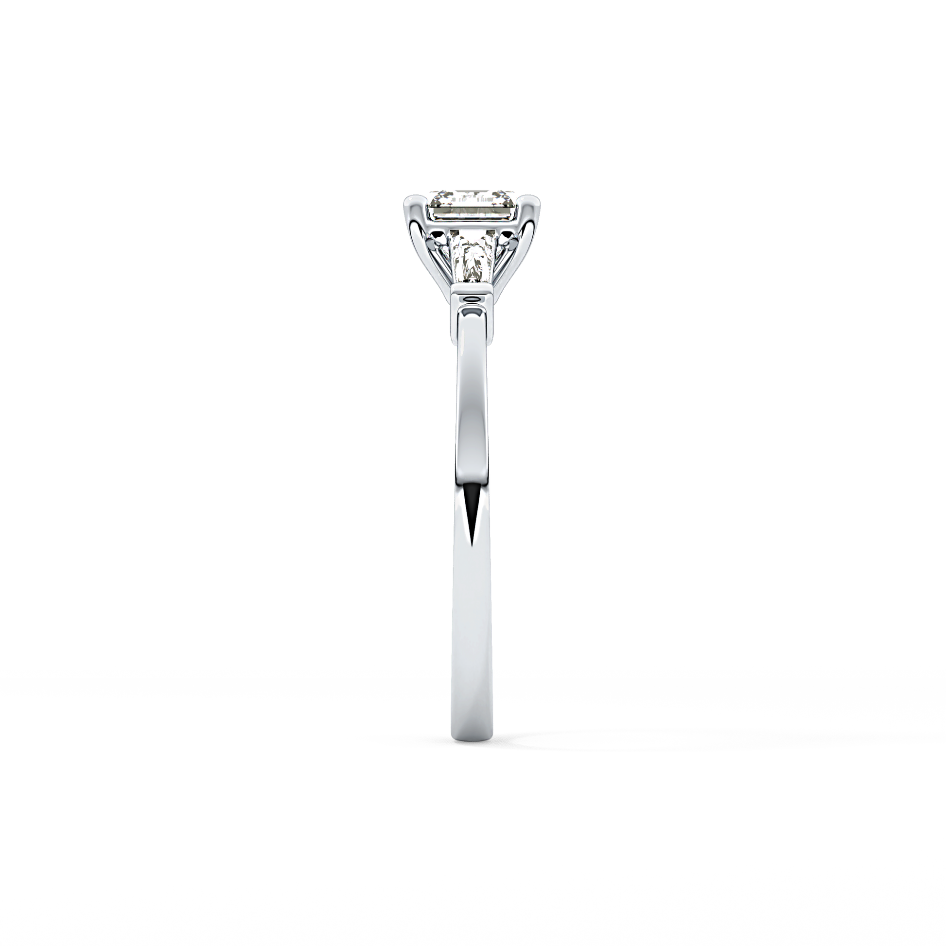 Asscher Cut 0.65 Carat Moissanite Ring – Three Stones Setting in Gold 4