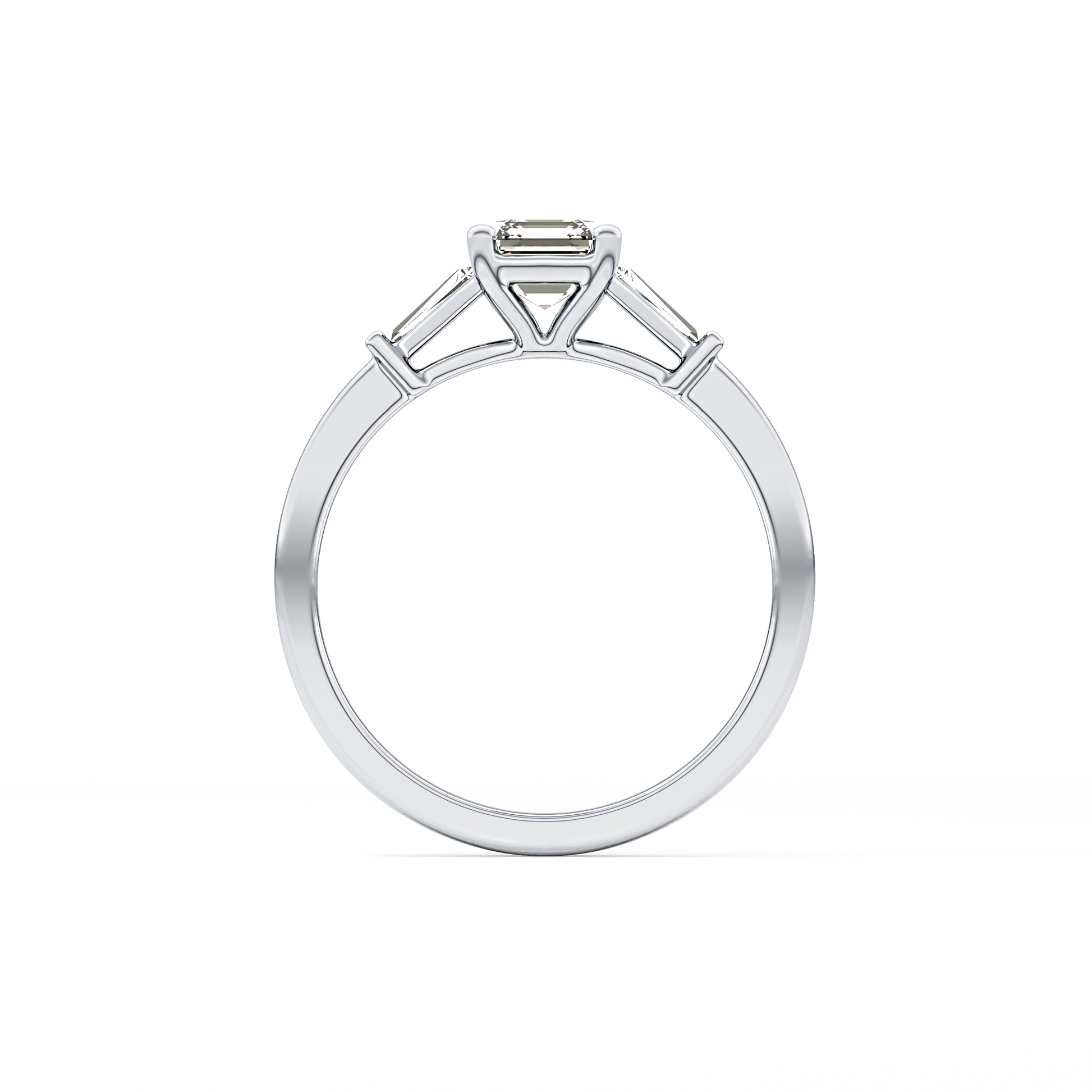Asscher Cut 0.65 Carat Moissanite Ring – Three Stones Setting in Gold 6