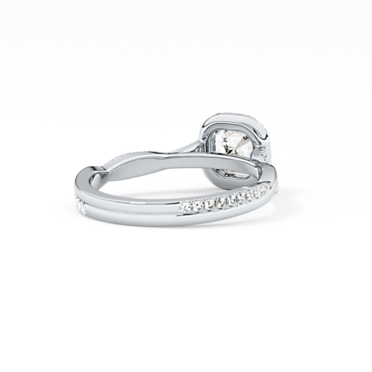 Asscher Cut 0.65 Carat Moissanite Ring – Twisted Shank, Halo and Pave Setting in Gold 2