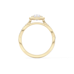 Pear Cut 0.81 Carat Moissanite Ring – Twisted Shank, Halo and Pave Setting in Gold