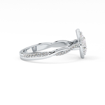 Pear Cut 0.81 Carat Moissanite Ring – Twisted Shank, Halo and Pave Setting in Gold