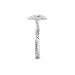 Pear Cut 0.81 Carat Moissanite Ring – Twisted Shank, Halo and Pave Setting in Gold