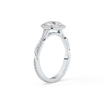Pear Cut 0.81 Carat Moissanite Ring – Twisted Shank, Halo and Pave Setting in Gold