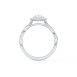 Pear Cut 0.81 Carat Moissanite Ring – Twisted Shank, Halo and Pave Setting in Gold