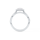 Pear Cut 0.81 Carat Moissanite Ring – Twisted Shank, Halo and Pave Setting in Gold